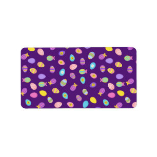 Easter Egg Style Purple Background Art Pattern Label