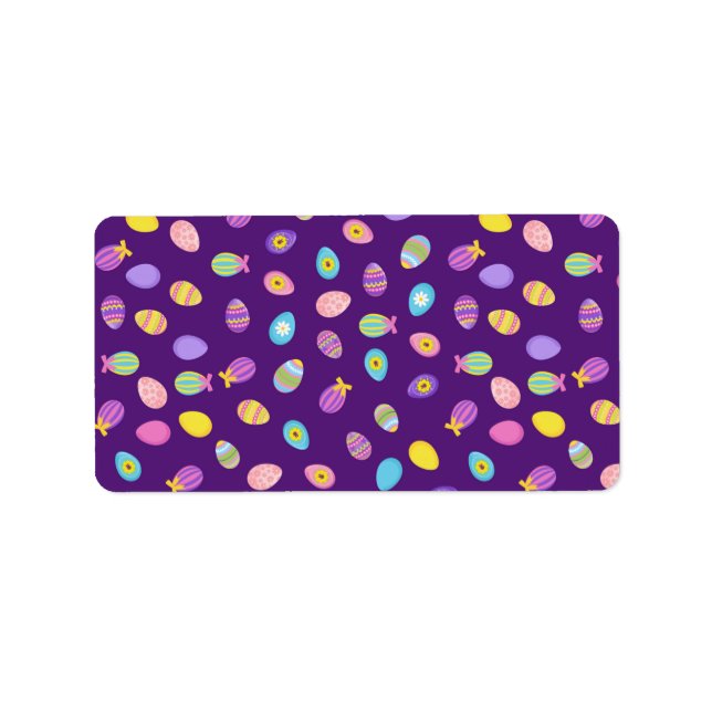 Easter Egg Style Purple Background Art Pattern Label (Front)