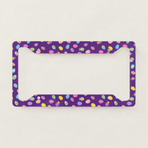 Easter Egg Style Purple Background Art Pattern License Plate Frame