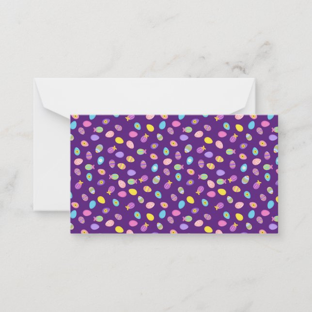 Easter Egg Style Purple Background Art Pattern Note Card (Front)