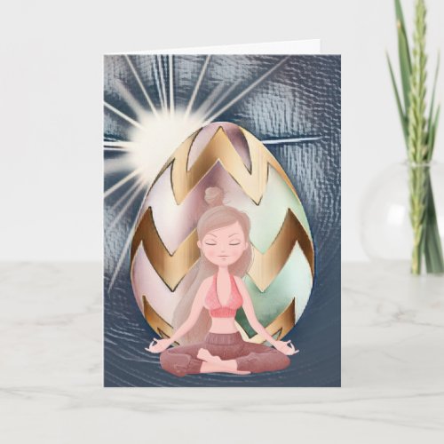 Easter Egg Sunshine Yoga Girl Happy Birthday Card