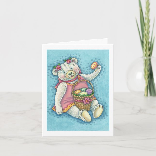 EASTER EGG TEDDY BEAR NOTE CARD Blank (Front)