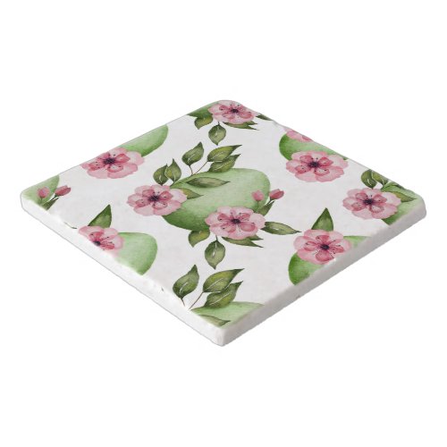 Easter egg theme pink and green floral trivet