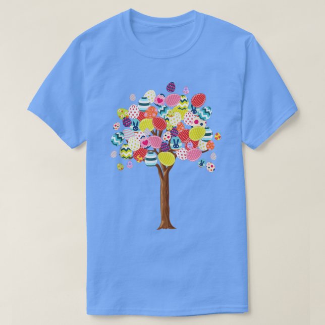 Easter Egg Tree Cute Tree With Easter Bunny Egg T- T-Shirt (Design Front)