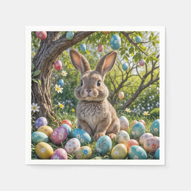 Easter Egg Tree With Bunny Napkins (Front)