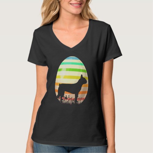 Easter Egg Vintage Style Boston Terrier Dog Easter T_Shirt
