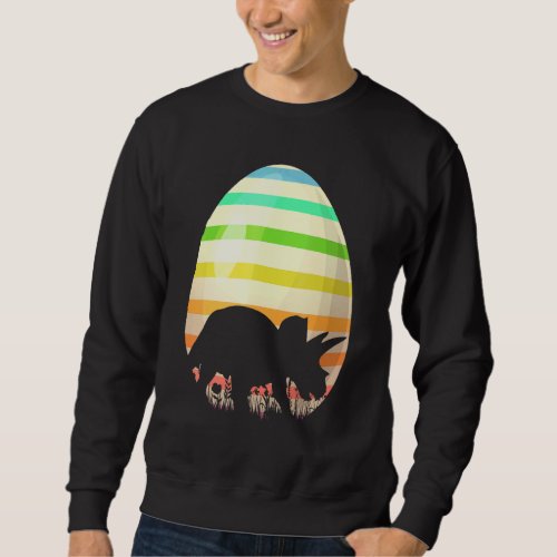 Easter Egg  Vintage Style Triceratops Dinosaur Eas Sweatshirt