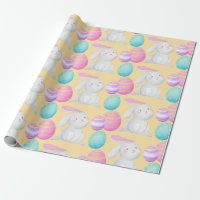 Easter Egg Watercolor Pattern - Yellow Wrapping Paper by