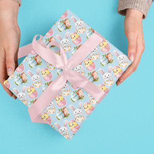 Easter Egg Watercolor Spring Bunny & Chick Wrapping Paper