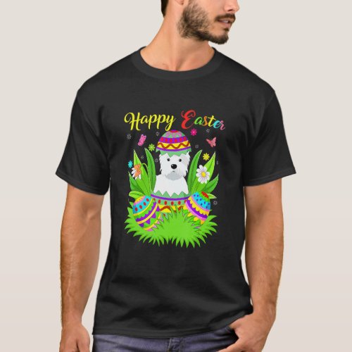 Easter Egg  Westie Easter Westie Dog  Floral T_Shirt