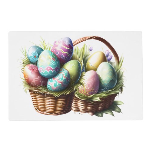 Easter egg wicker basket pastel happy holiday  placemat