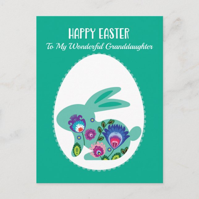 Easter Egg with Bunny minty green Custom Postcard (Front)