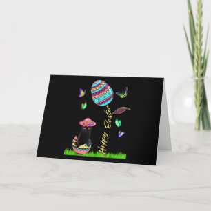 Easter Egg Women Lucky Black Cat Bunny Lover Holiday Card