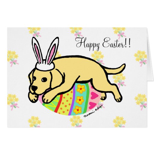 Easter Egg Yellow Labrador Cartoon Card 