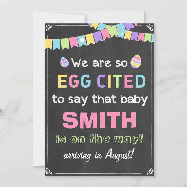 Easter Eggcited Pregnancy Reveal Announcement (Front)