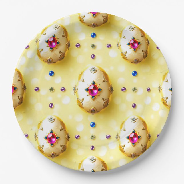 EASTER EGGS 3D ~ Bejewelled ~  Paper Plates (Front)