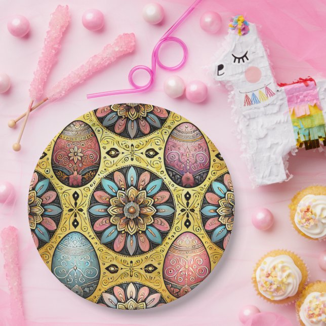 EASTER EGGS 3D ~ Decorated~  Paper Plates (Party)