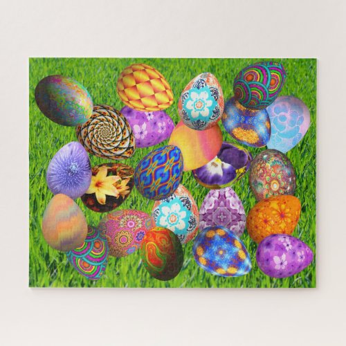 Easter Eggs All Over Green Grass Design Jigsaw Puzzle