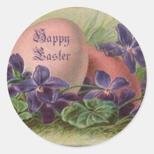 Easter Eggs Among the Violets Classic Round Sticker