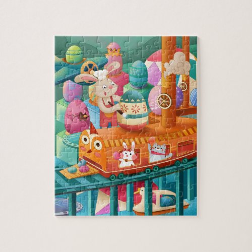 Easter Eggs and Bunnies Fantasy World Jigsaw Puzzle