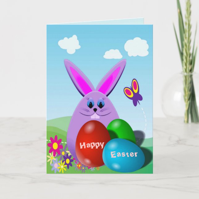 Easter Eggs and Bunny Holiday Card (Front)