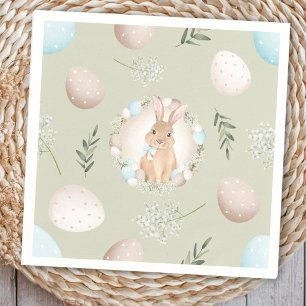 Easter Eggs and Bunny Spring Beige Green Pastel Napkins