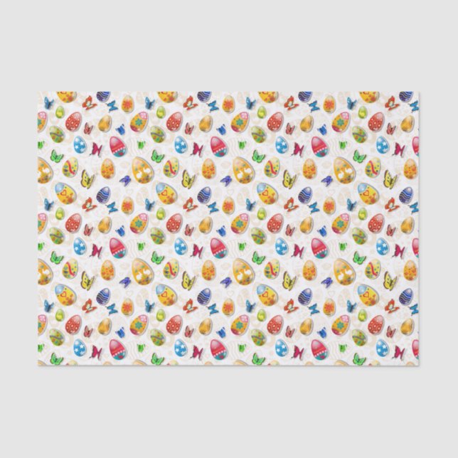 Easter Eggs And Butterflies Tissue Paper (Front)