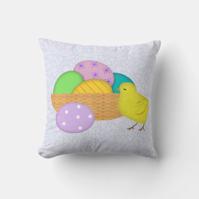 Easter Eggs And Chick Pillow (Front)