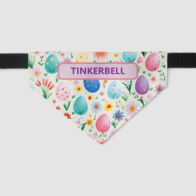 Easter Eggs and Dainty Flowers  Pet Bandana Collar (Front)