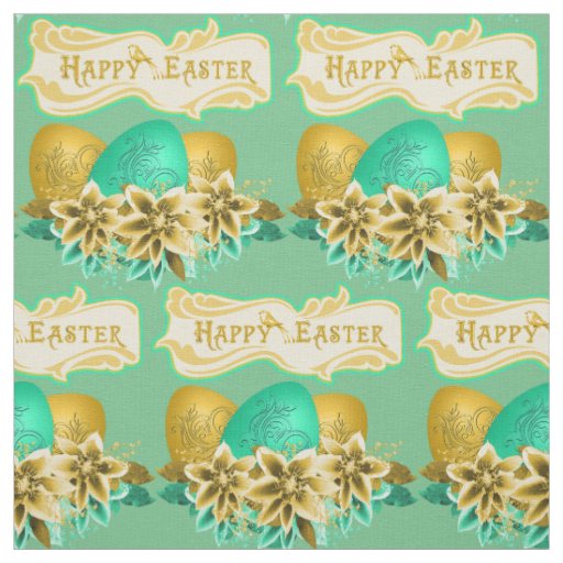 Easter Eggs And Flowers Happy Easter 4.5" Fabric