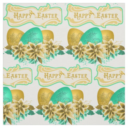 Easter Eggs And Flowers Happy Easter 4.5" Fabric