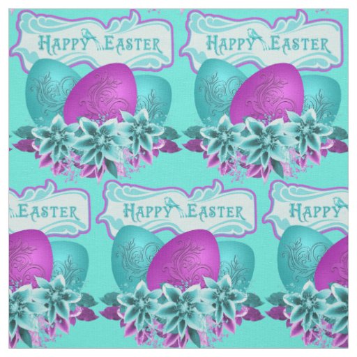 Easter Eggs And Flowers Happy Easter 4.5" Fabric