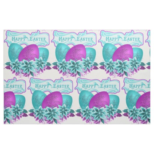 Easter Eggs And Flowers Happy Easter 9" Fabric