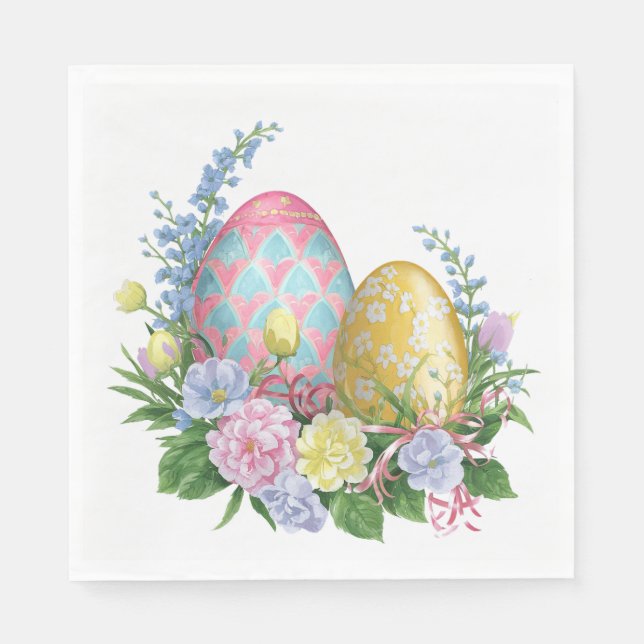 Easter Eggs and Flowers Napkins (Front)
