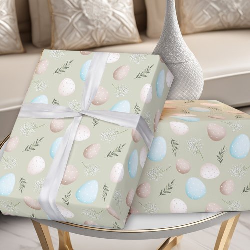 Easter Eggs and Greenery Wrapping Paper