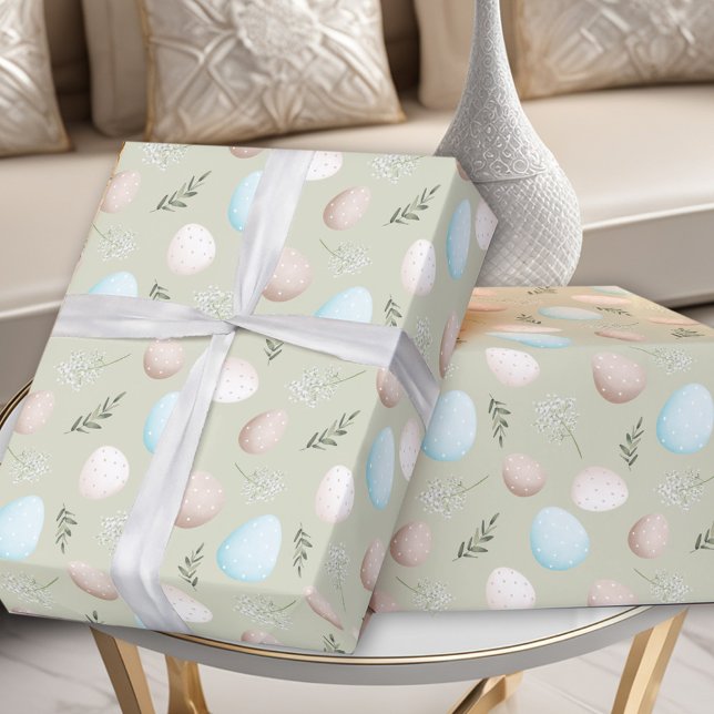 Easter Eggs and Greenery Wrapping Paper (Easter Eggs and Greenery Wrapping Paper)