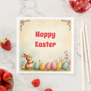 Easter Eggs And Little Rabbit Popular Collection Paper Dinner Napkins