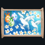 Easter Eggs and Peace Doves Painting Easter Serving Tray<br><div class="desc">Easter Eggs and Peace Doves Watercolor Painting  Decorative Serving Tray for your Easter Brunch / Easter Dinner. Matching cards,  favors and gifts available in the Holidays / Easter Category of our store.</div>