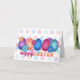 Easter Eggs and Spring Flowers Holiday Card