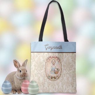 Easter Eggs Basket Pastel Vintage Goose Monogram