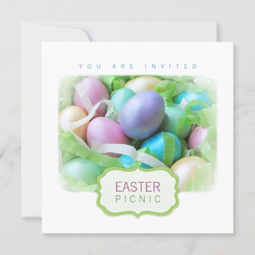 Easter Eggs Basket Picnic invitation