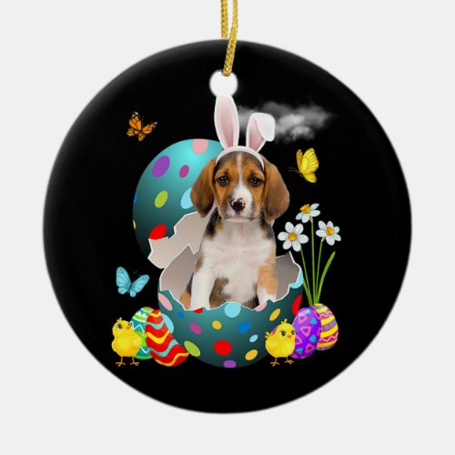 Easter Eggs Beagle Bunny Dog Gifts Dog Dad Dog Ceramic Ornament