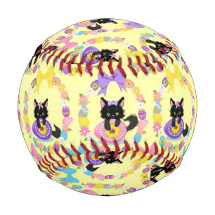 Easter Eggs Black Cat Pattern Pet Animal Lover Baseball