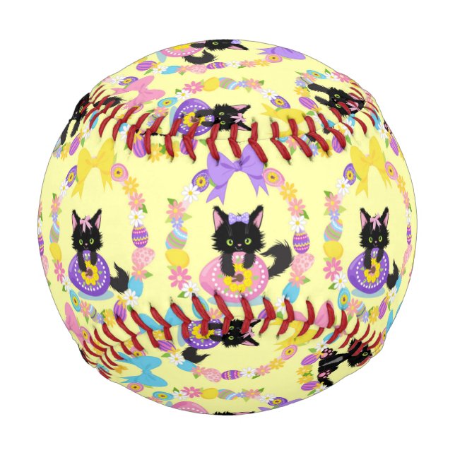 Easter Eggs Black Cat Pattern Pet Animal Lover Baseball (Front)