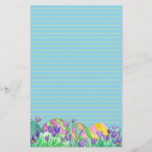 Easter Eggs Blue Lined Stationery