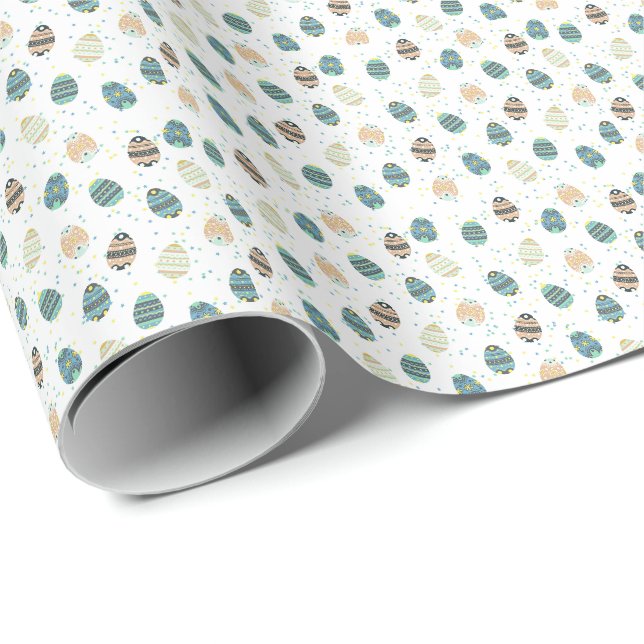 Easter Eggs (blue) Wrapping Paper (Roll Corner)