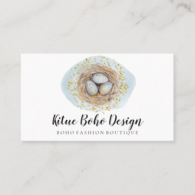 Easter Eggs Boho Girly Bird Nest Business Card