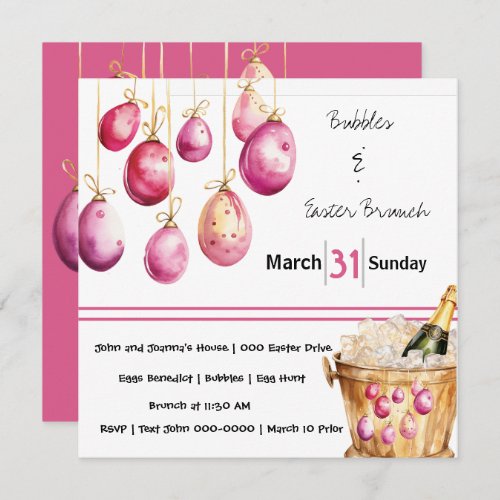 Easter Eggs Bubbles and Easter Brunch  Invitation