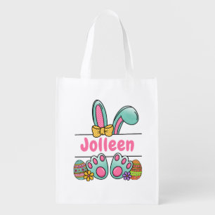 Easter Eggs Bunny Name Reusable Grocery Bag