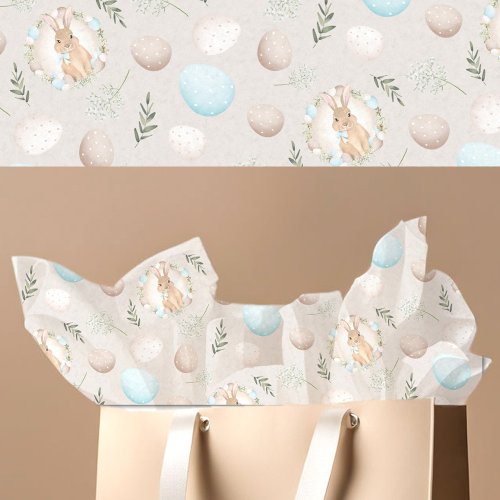Easter Eggs  Bunny Pattern Beige Tissue Paper